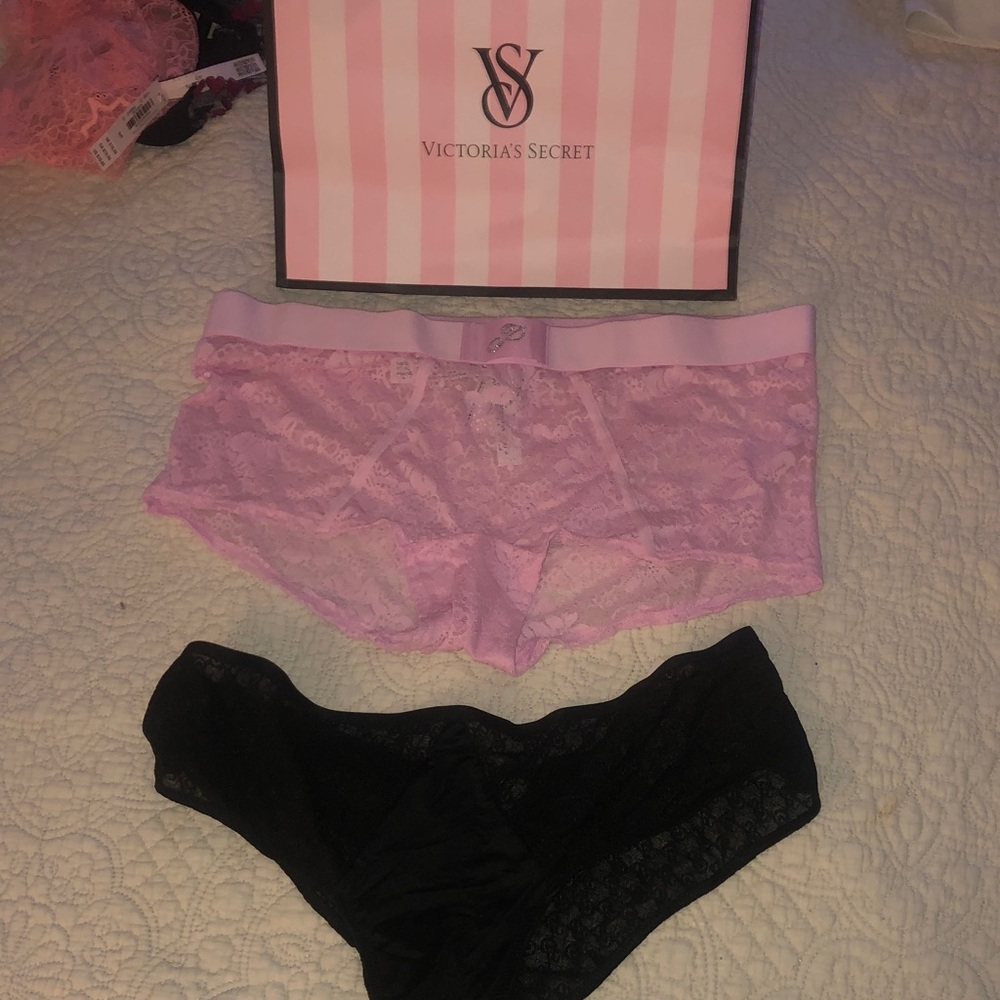 Victoria's Secret Pink and Black Lace Panties